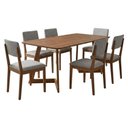 Ver imagem 1 de Mesa de Jantar Caju com 6 Cadeiras Estofadas Sabia Linho Cinza Ornar