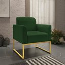 Ver imagem 7 de Kit Namoradeira e 1 Poltrona Decorativa Base Industrial Dourada Maressa S23 Suede Verde - Ibiza