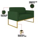 Ver imagem 3 de Kit Namoradeira e 1 Poltrona Decorativa Base Industrial Dourada Maressa S23 Suede Verde - Ibiza