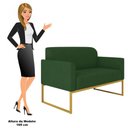 Ver imagem 5 de Kit Namoradeira e 1 Poltrona Decorativa Base Industrial Dourada Maressa S23 Suede Verde - Ibiza