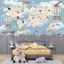 Ver imagem 3 de Papel de Parede Infantil Animais Mapa Mundi 1m²