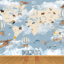 Ver imagem 1 de Papel de Parede Infantil Animais Mapa Mundi 1m²