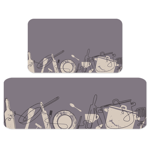 Jogo de Tapetes de Cozinha Talheres Roxo Capa de Almofada