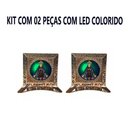Ver imagem 5 de Kit com 2 Nichos Enfeites de Mesa Nossa Sra Aparecida Dourado com LED Colorido