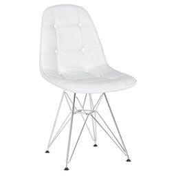 Cadeira Estofada Botonê - Branco - Metal Cromado - 1