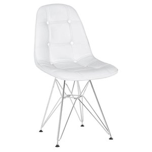 Cadeira Estofada Botonê - Branco - Metal Cromado