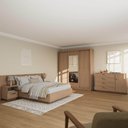 Ver imagem 1 de Kit Guarda Roupas 3 Portas, Cama Casal e Complementos de Quarto Araçá CabeCasa MadeiraOriginals Marrom/Nogueira