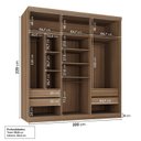 Ver imagem 4 de Kit Guarda Roupas 3 Portas, Cama Casal e Complementos de Quarto Araçá CabeCasa MadeiraOriginals Marrom/Nogueira
