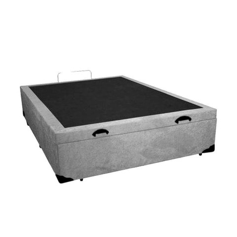 Cama Box Baú Casal em Sued Cinza - 138x188