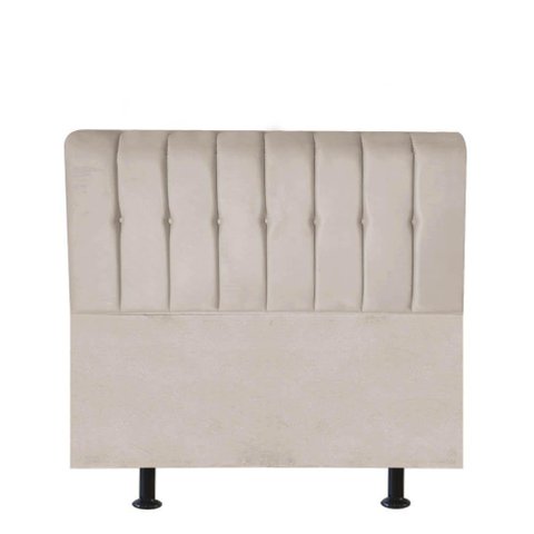 Cabeceira Estofada Kiara 90cm Solteiro Box Quarto Corino Bege - Gat Magazine
