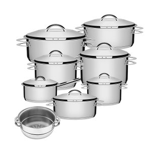 Jogo de Panelas 8 Peças Inox Fundo Triplo Solar Tramontina