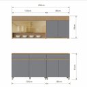 Ver imagem 2 de Cozinha Realeza Premium 6 Portas 3 Gavetas MDF 200cm Amadeirado com Greige Nesher Móveis