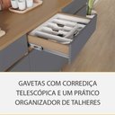 Ver imagem 3 de Cozinha Realeza Premium 6 Portas 3 Gavetas MDF 200cm Amadeirado com Greige Nesher Móveis