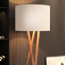 Ver imagem 4 de Luminária Tripé Moderna Bella Premium Sala Leitura Luxo com Cupula e Pés em Madeira Cor Off White
