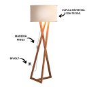 Ver imagem 3 de Luminária Tripé Moderna Bella Premium Sala Leitura Luxo com Cupula e Pés em Madeira Cor Off White