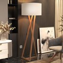 Ver imagem 2 de Luminária Tripé Moderna Bella Premium Sala Leitura Luxo com Cupula e Pés em Madeira Cor Off White