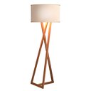 Ver imagem 1 de Luminária Tripé Moderna Bella Premium Sala Leitura Luxo com Cupula e Pés em Madeira Cor Off White