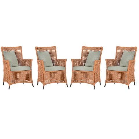 4 Poltronas Igapó Alumínio Micro Pintura Marrom Corda Náutica Estofado 3