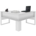Ver imagem 1 de Mesa de Canto para Escritório em L Angular Detalhe Ripado Branco