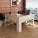 Ver mais imagens de Mesa de Canto para Escritório em L Angular Detalhe Ripado Branco