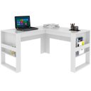 Ver imagem 4 de Mesa de Canto para Escritório em L Angular Detalhe Ripado Branco