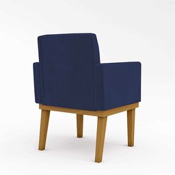 KIT 02 Cadeiras Com Base Mesa De Estudos Poltrona Decorativa Cor:Azul Marinho - 4