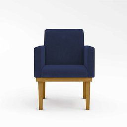 KIT 02 Cadeiras Com Base Mesa De Estudos Poltrona Decorativa Cor:Azul Marinho - 2