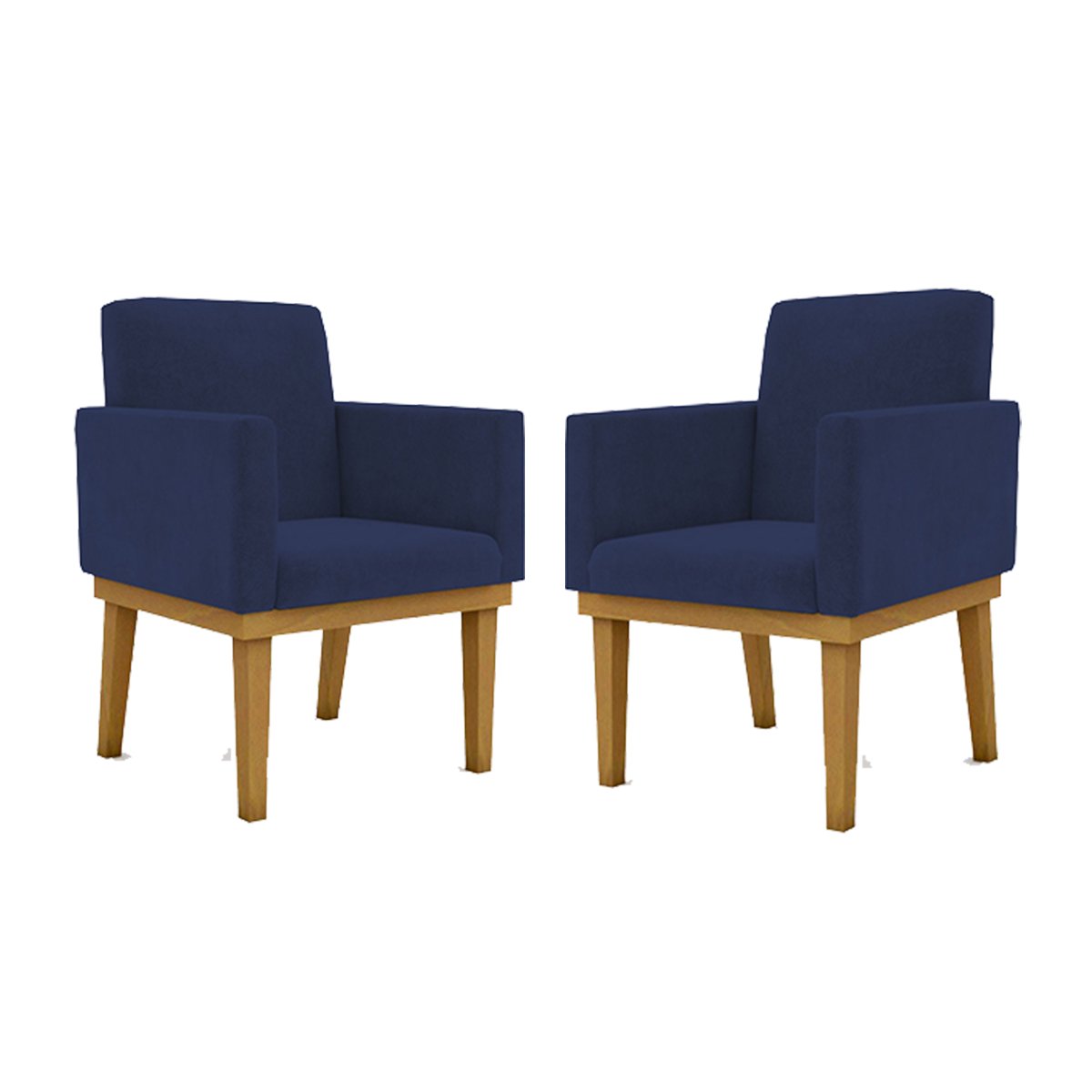 KIT 02 Cadeiras Com Base Mesa De Estudos Poltrona Decorativa Cor:Azul Marinho