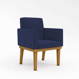 KIT 02 Cadeiras Com Base Mesa De Estudos Poltrona Decorativa Cor:Azul Marinho - 3