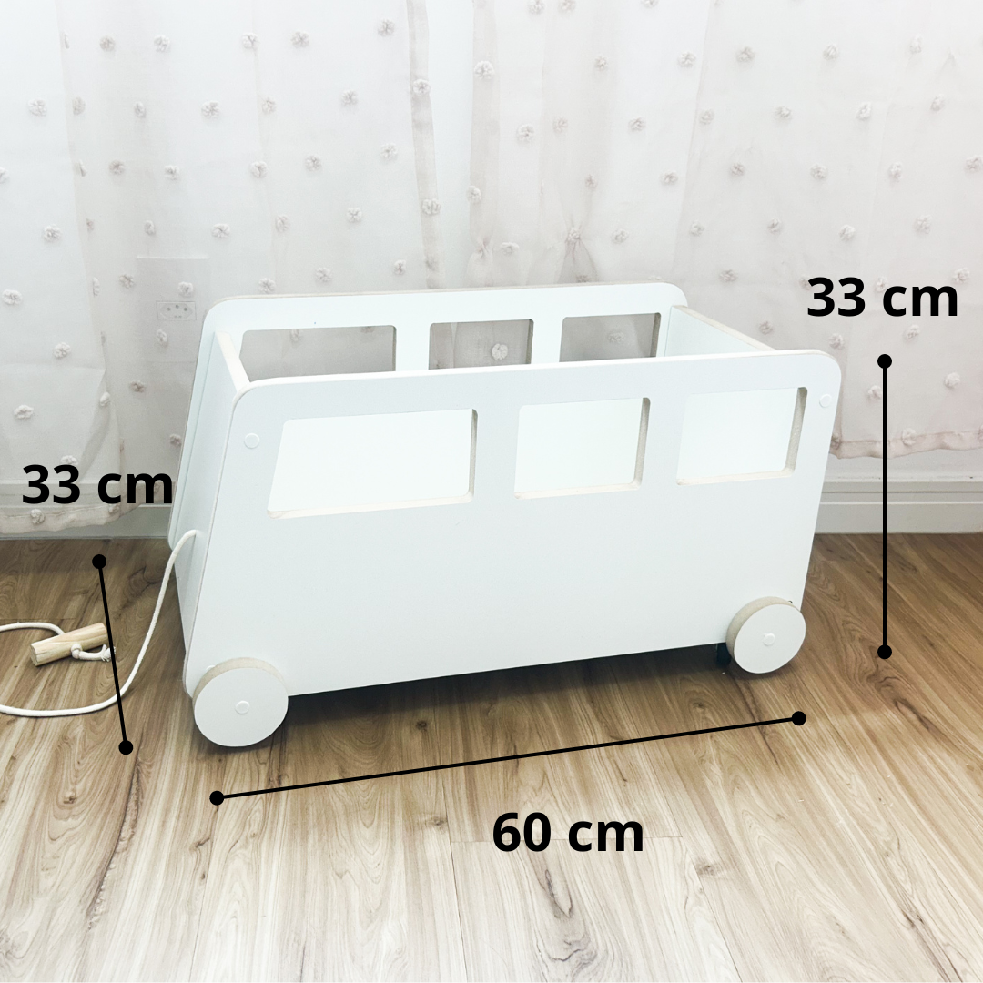 Baú Infantil Organizador para Brinquedo com Rodinha - Ônibus - 3
