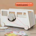 Ver imagem 3 de Baú de Mdf Infantil Organizador para Brinquedo com Rodinha - Ônibus