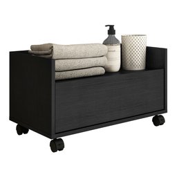 Gabinete Armário Banheiro 80cm com Rodízios Multimóveis Preto - 6