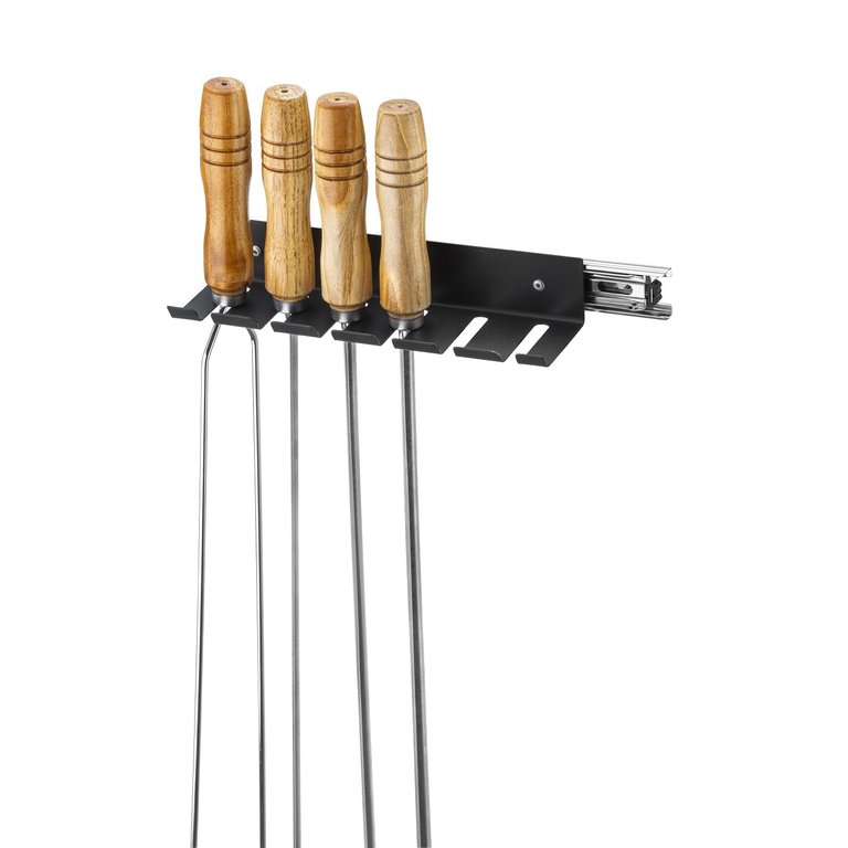 Suporte Porta Espetos de Parede Trilho para 6 Espetos Preto