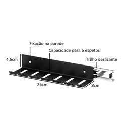 Suporte Porta Espetos de Parede Trilho para 6 Espetos Preto - 3