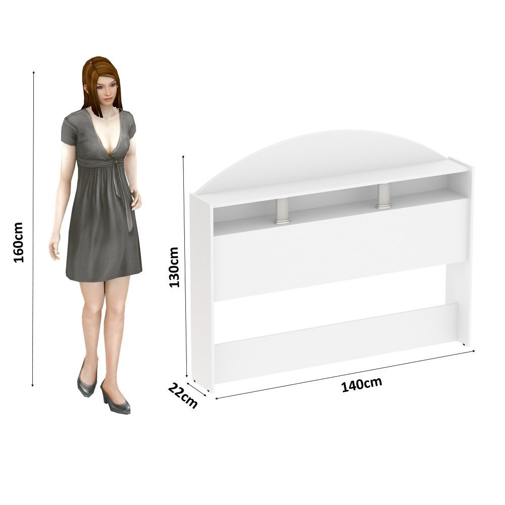 Cabeceira Casal 1,40 Sicília com Nicho Branco - Tebarrot - 3