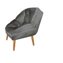 Ver imagem 2 de Poltrona Decorativa Califórnia Em Tecido Suede Pés Madeira - Cinza