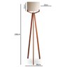 Luminária Abajur de Chão Tripé Coluna em Madeira com Cúpula de Tecido Moderno Linho - 2