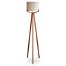 Luminária Abajur de Chão Tripé Coluna em Madeira com Cúpula de Tecido Moderno Linho - 1