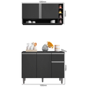 Ver imagem 4 de Kit Balcão de Cozinha e Armário Aéreo Elis Cinza - Pallazio