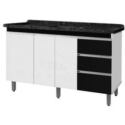 Gabinete Para Pia de 1.50 Metro balcão 100% MDF com Puxador em Alumínio inteiro chapa de 15mm ultima - 1