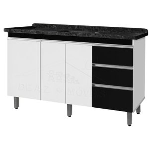 Gabinete Para Pia de 1.50 Metro balcão 100% MDF com Puxador em Alumínio inteiro chapa de 15mm ultima