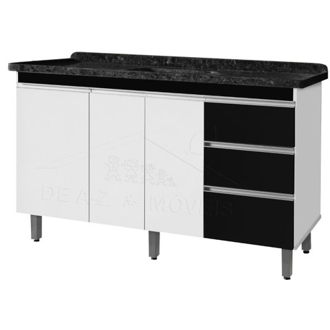 Gabinete Para Pia de 1.50 Metro balcão 100% MDF com Puxador em Alumínio inteiro chapa de 15mm ultima