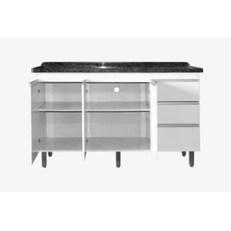 Gabinete Para Pia de 1.50 Metro balcão 100% MDF com Puxador em Alumínio inteiro chapa de 15mm ultima - 4