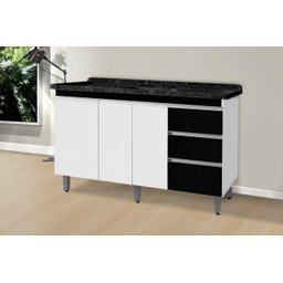 Gabinete Para Pia de 1.50 Metro balcão 100% MDF com Puxador em Alumínio inteiro chapa de 15mm ultima - 3