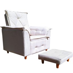 Poltrona de Amamentação Laura com Puff Suede Bege Claro - 2