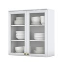 Ver imagem 1 de Armário Aéreo 02 Portas de Vidro 80cm Americana Branco Henn