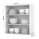 Ver imagem 2 de Armário Aéreo 02 Portas de Vidro 80cm Americana Branco Henn