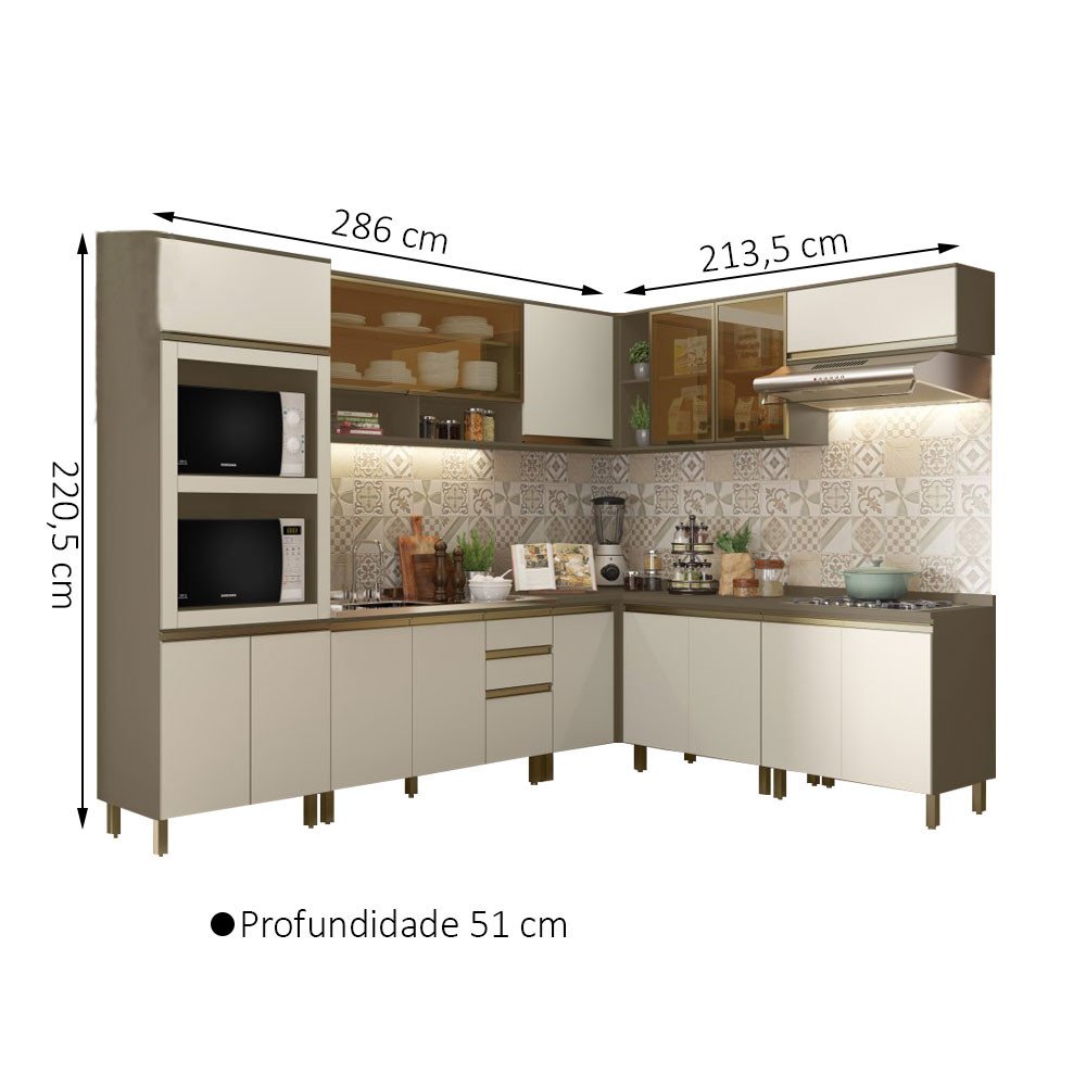 Cozinha Modulada Connect Combo 10 Henn Palha - 3