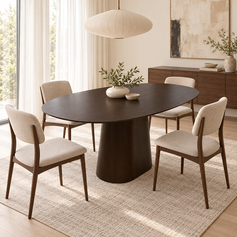 Mesa de Jantar Ovalada 190x110cm - MDF Tabaco