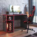 Ver imagem 1 de Mesa Computador Gamer 3875 com Suporte Fone de Ouvido - Qmovi Cor Preto / Vermelho